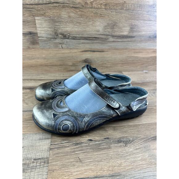 NAOT WOMENS SHOES FLATS SIZE 41|10 BRASS/PEWTER SLING BACK MARY JANE RON… - Picture 1 of 9